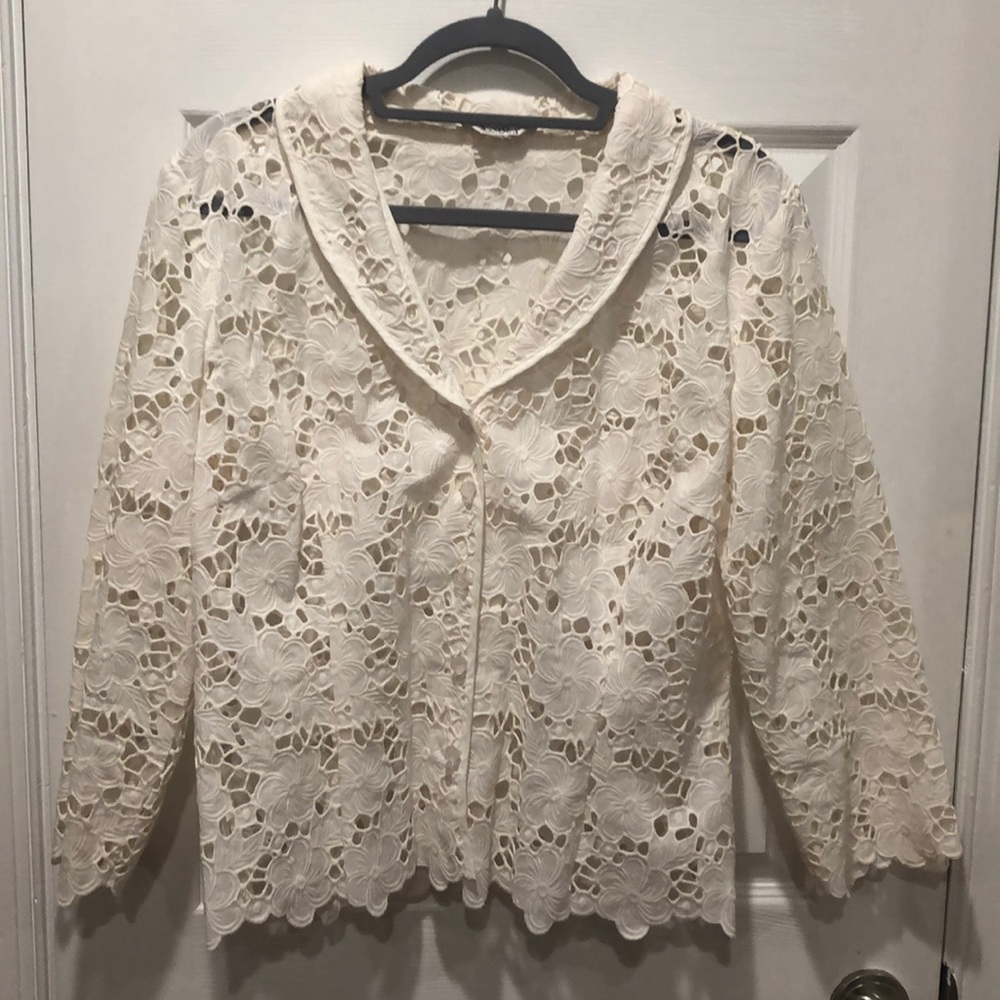 Lilly Pulitzer Floral White Eyelet Jacket